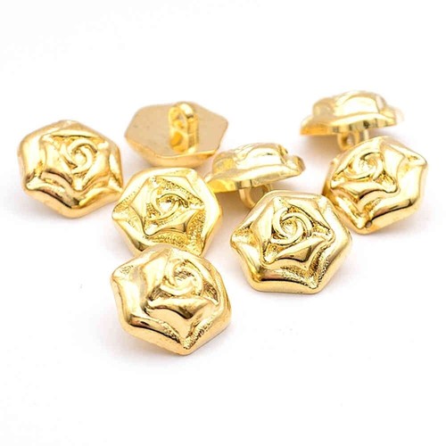 Gold rose flower shank - rose, buttons
