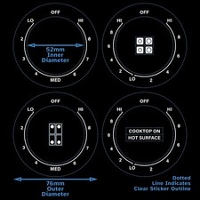 White 4x Lo-Med-Hi Hi-Lo-Hi AC/CCW Dial Cooktop Burner Sticker Label For Samsung