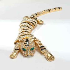 Women Men Exaggerated Tiger Brooch, Large Luxury Rhinestone Animal Pin Jewelry