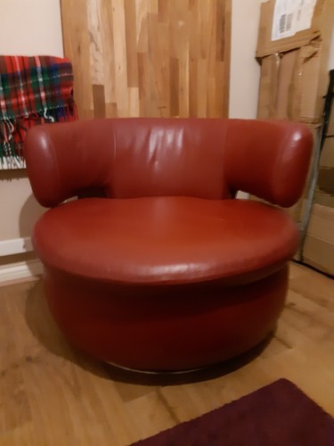 Swivel real leather tub - real, chair