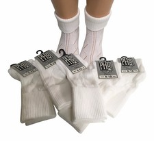 Girls 6 Pair Turn over Top Ankle Socks Pelerine school sizes White   BUY BRITISH