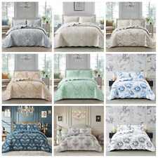 Printed 3 Piece Quilted Bedspread Comforter bed Throw Bedding and Pillow Sham