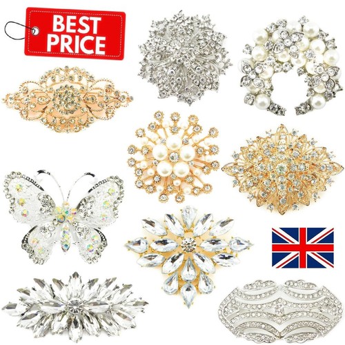 Large diamante crystal pin - diamante,