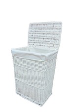 Arpan Laundry Basket White Large Wicker With Lining Ideal  Home School Office