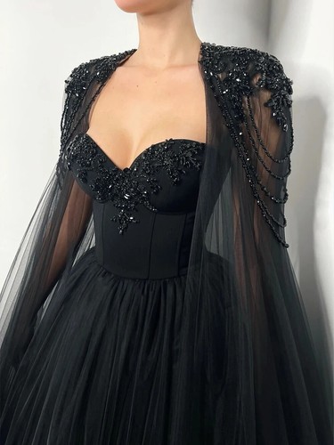 Black gothic wedding dresses - black,