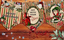 Alice in Wonderland Christmas Bunting Hanging Decoration Mad Hatter