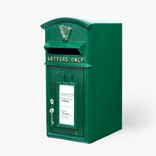 Irish shamrock green post box - irish,