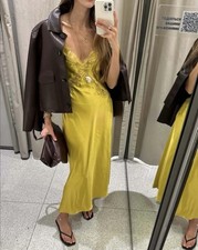 ZARA SATIN LACE MIDI DRESS -