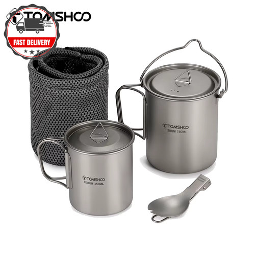 3pcs titanium cookware - titanium, pot