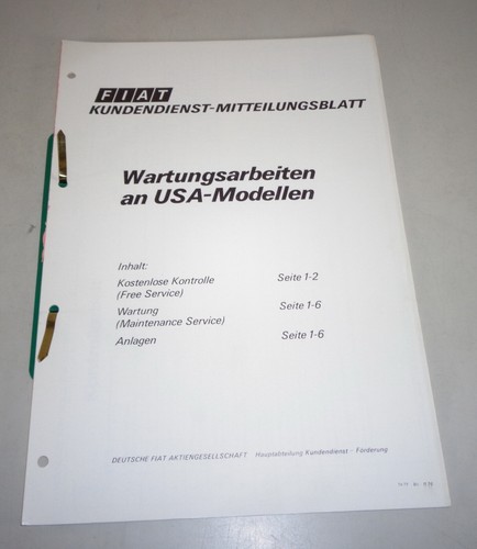 Maintenance manual fiat usa - maintenance,