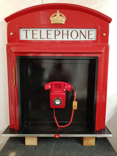 Red telephone box booth kiosk - red,