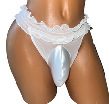 WHITE FRILLY WAIST THONG SISSY