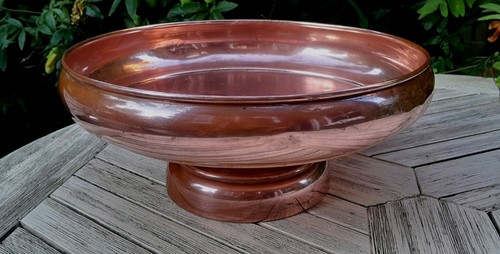 Large antique copper bowl arts - large,