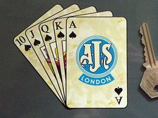 AJS Royal Flush Playing Cards Motorcycle STICKER 4" Bike 7R S6 S5 S8 S4 30 16 18