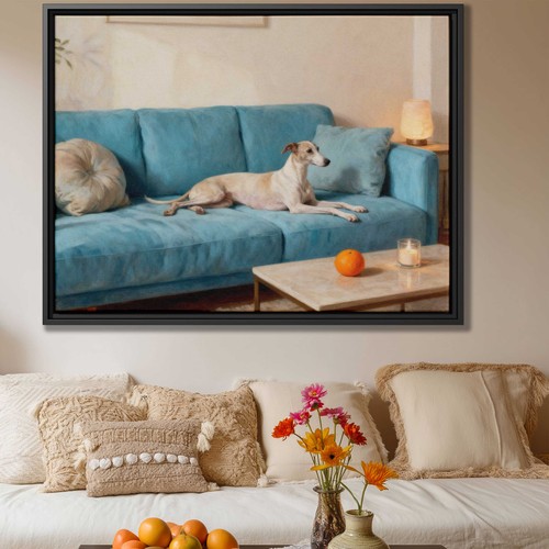 Oil painting whippet dog - oil,