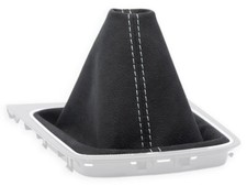 PER SEAT LEON 3 2012-2016 CUFFIA LEVA CAMBIO ALCANTARA NERO CUCITURE BIANCHE