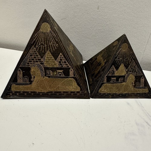 Egyptian pyramids etched brass - egyptian,