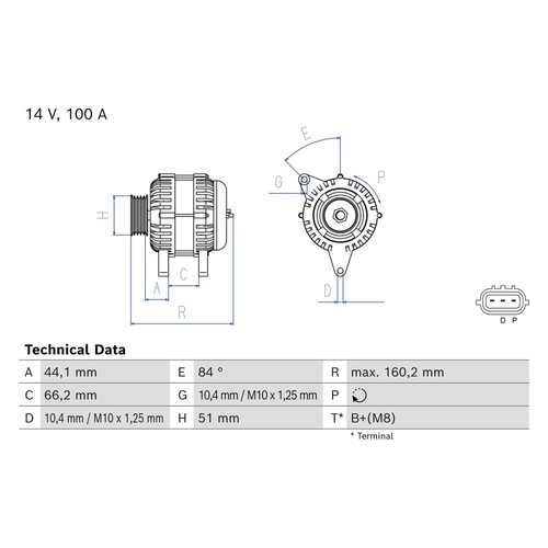 Bosch car alternator 12v - bosch, fits