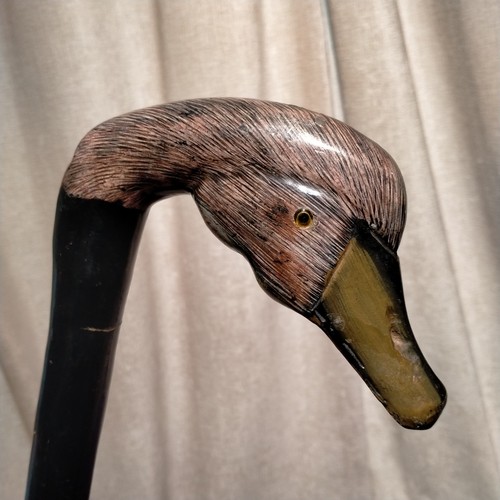 Duck carved walking - carved, stick