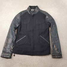 Emporio Armani Jacket Medium Black Leather Suede Bomber Biker Cafe Racer Moto