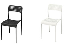 IKEA ADDE Chair Stackable Steel Frame Durable Kitchen Home Office White/Black
