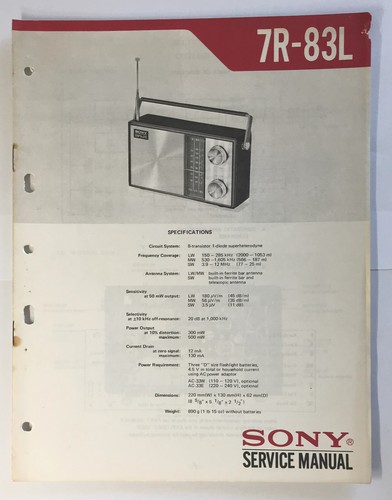 Sony 83l transistor radio - sony, 7r-83l