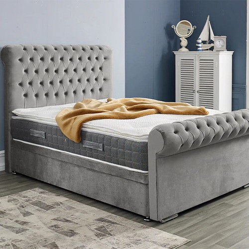Sleigh bed frame plush velvet - bed,