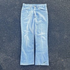 VTG 70s Mens Levis 645-0217 orange tab flared bottom faded denim jeans 32x29fit