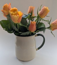 Vintage Cream and Green Enamel