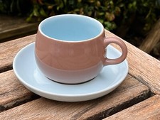 Vintage Langley Pottery Lucerne Coffee Cup & Saucer Dual Colour