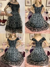 Vintage Style Steampunk Whimsigoth Burnout Mesh Boned Rockabilly Swing Dress