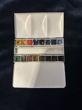 Vintage Winsor Newton Artists professional Watercolours 16 Half Pans Tin Box set