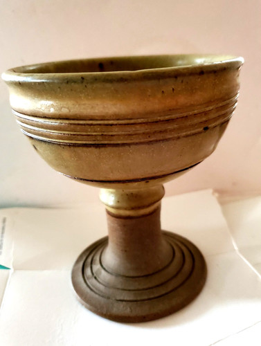 Vintage stoneware goblet - vintage,