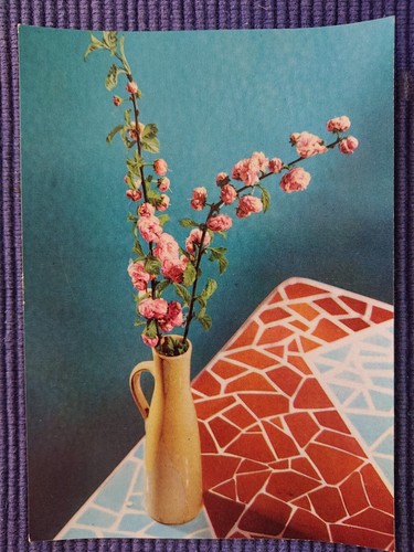 Vintage postcard ceramic vase - vintage,