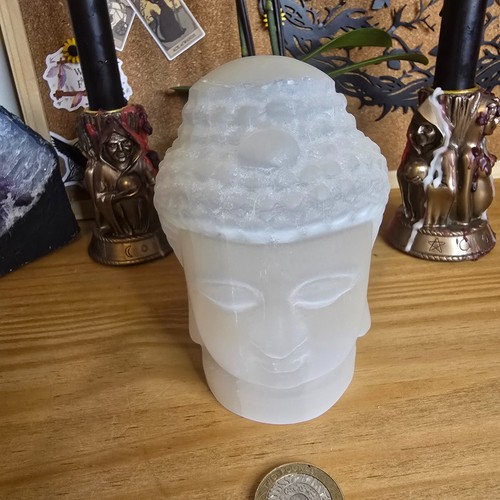 Large selenite buddha - selenite, head
