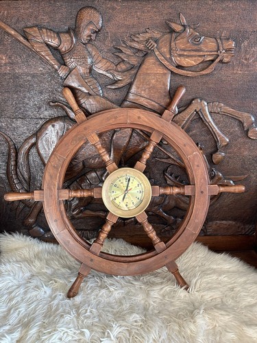 Nautical wooden ships wheel - nautical,