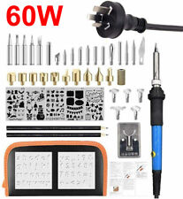 46PCS Wood Burning Pen Tool Soldering Stencil Iron Craft Set Pyrography Kit AU