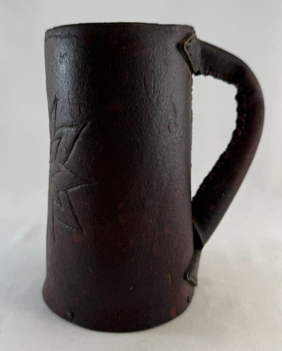 Vintage tooled leather tankard - vintage,