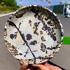 1.14LB Beautiful Natural Chinese Dendritic Limestone bowl  Stone Guohua -Rare