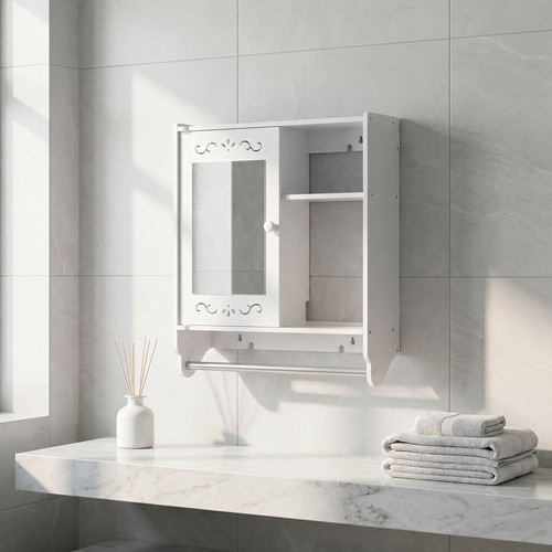 Wall mounted bathroom mirror - mounted,