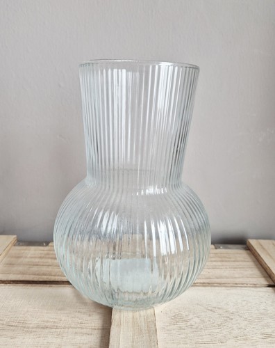 Ikea clear glass ribbed vase - glass,