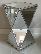 Mirrored Side Table Sol Venetian Prism Silver Distressed  Lamp Table Bedside.