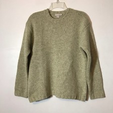 Vintage J.Crew Mens Light Jade Green Chunky Knit 100% Wool Crewneck Sweater M