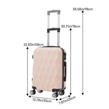 2Pcs ABS Hard Shell Suitcase Cabin Luggage Hand 4 Wheel Trolley ＆ Vanity Case