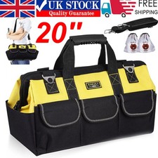 20" Multifunctional Tool Bag Heavy Duty Hard Base Storage Case w/Shoulder Strap