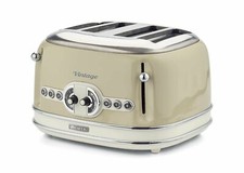 Retro 4 Slice Toaster, Cream Vintage Style, Defrost & Reheat, Ariete 0156/03