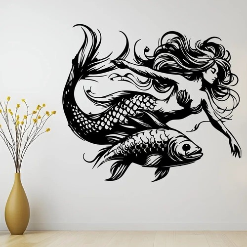 Mermaid fish metal wall art - metal,