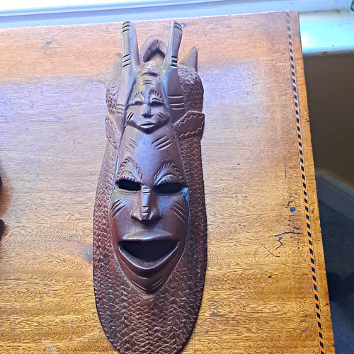 Hand carved wooden tribal - carved,