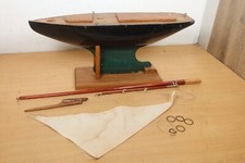 Vintage Pond Yacht Early Model Sailing Boat 50cm Wooden Hull Mast Metal Keel