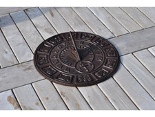 Round Cast Iron Sundial-  Horizontal Sundial Round Plate Design